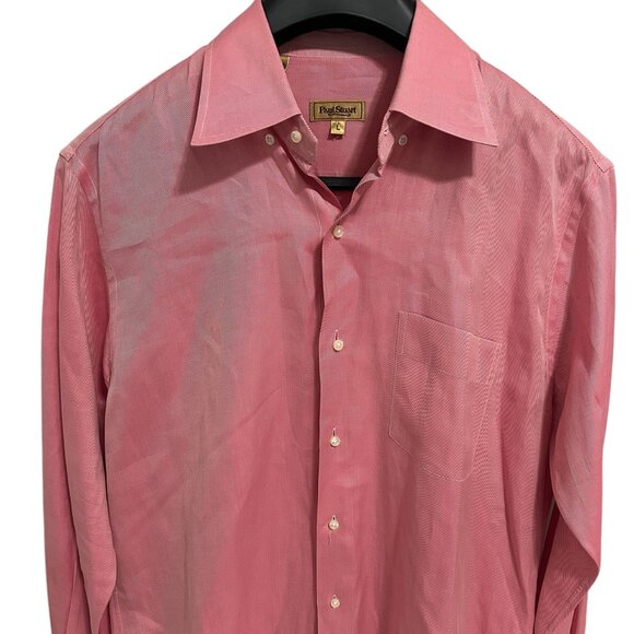 Paul Stuart Pink 100% Cotton Plaid Long Sleeve Button Up Shirt Size Large - Picture 1 of 6